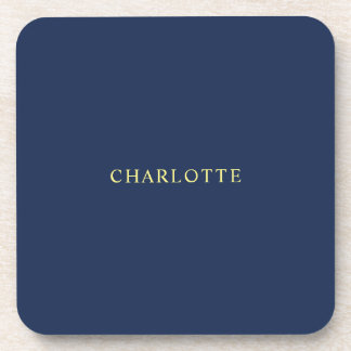 Minimalist Classical Professional Blue Colour Name Coaster