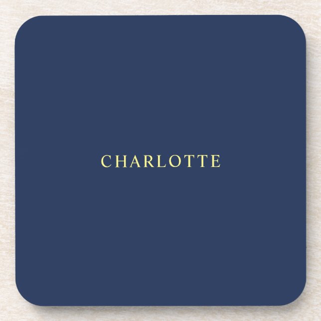 Minimalist Classical Professional Blue Colour Name Coaster (Front)