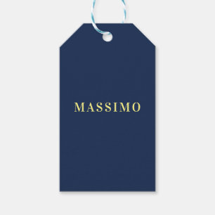 Minimalist Classical Professional Blue Colour Name Gift Tags