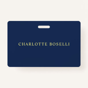 Minimalist Classical Professional Blue Colour Name ID Badge