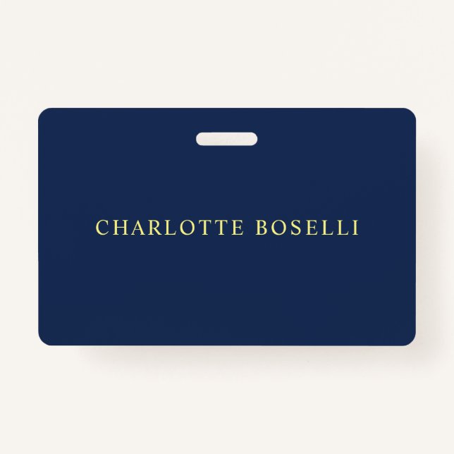 Minimalist Classical Professional Blue Colour Name ID Badge (Front)