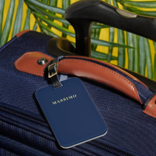 Minimalist Classical Professional Blue Colour Name Luggage Tag