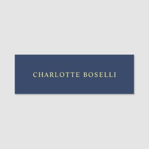 Minimalist Classical Professional Blue Colour Name Name Tag