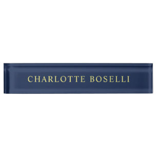 Minimalist Classical Professional Blue Colour Name Nameplate