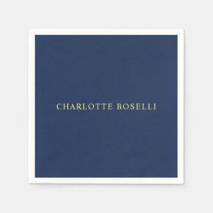 Minimalist Classical Professional Blue Colour Name Napkin