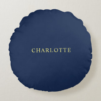 Minimalist Classical Professional Blue Colour Name Round Cushion