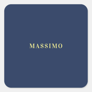 Minimalist Classical Professional Blue Colour Name Square Sticker