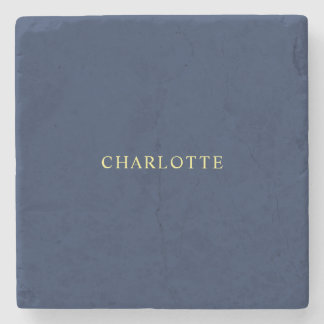 Minimalist Classical Professional Blue Colour Name Stone Coaster