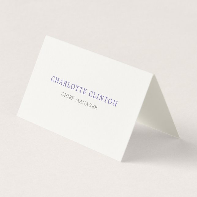 Minimalist Classical Professional Blue Cream Business Card (Front)