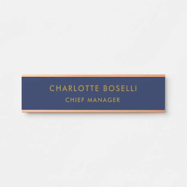 Minimalist Classical Professional Blue Gold Colour Door Sign (Front)