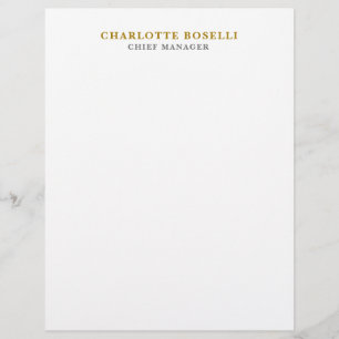 Minimalist Classical Professional Gold Color Custom Letterhead