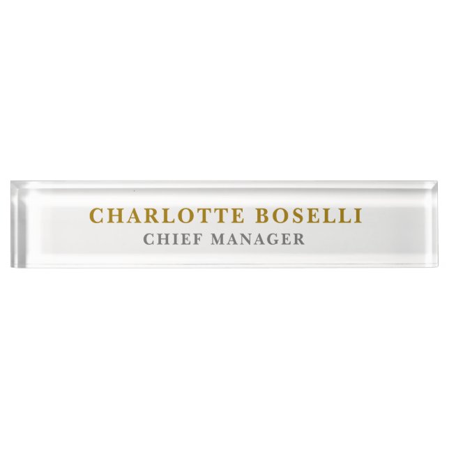 Minimalist Classical Professional Gold Color Nameplate (Front)