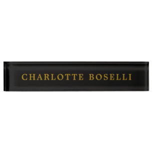 Minimalist Classical Professional Gold Colour Blac Nameplate
