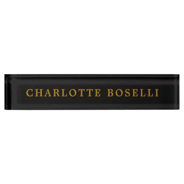 Minimalist Classical Professional Gold Colour Blac Nameplate (Front)
