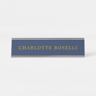 Minimalist Classical Professional Gold Colour Blue Desk Name Plate