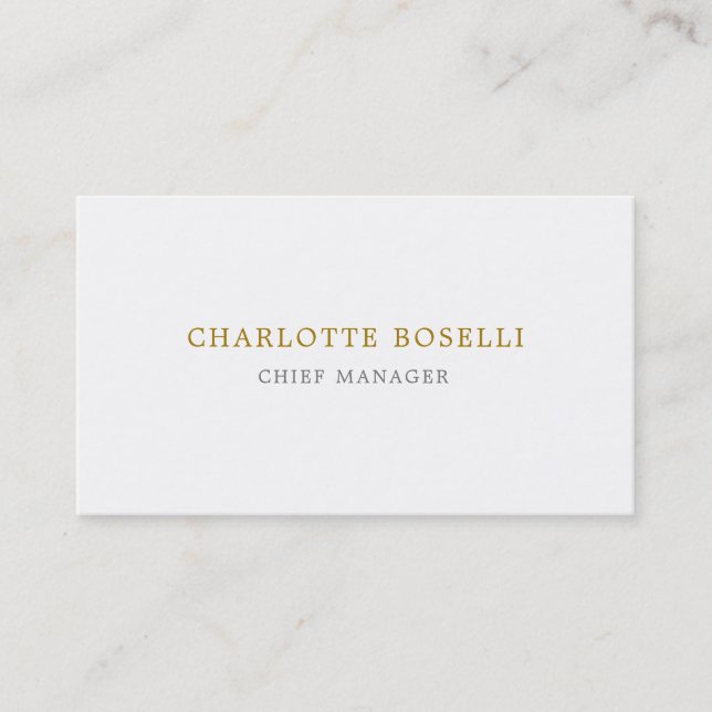 Minimalist Classical Professional Gold Colour Business Card (Front)
