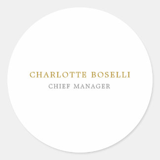 Minimalist Classical Professional Gold Colour Classic Round Sticker