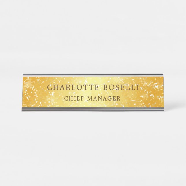 Minimalist Classical Professional Gold Colour Desk Name Plate (Front)