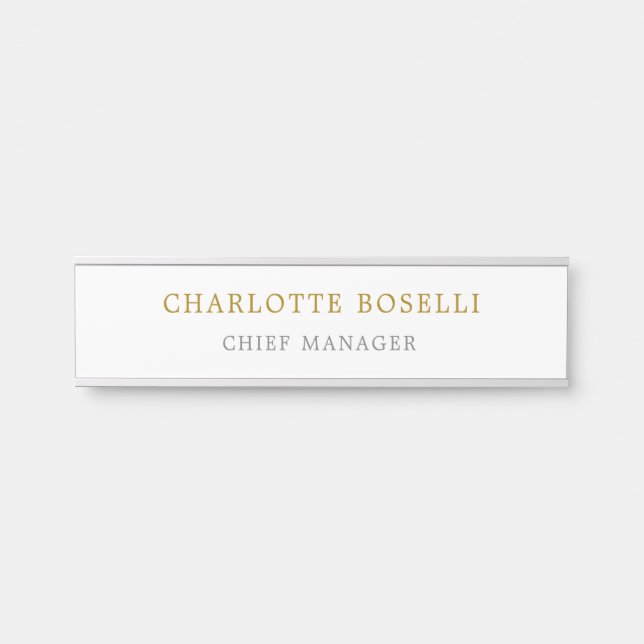 Minimalist Classical Professional Gold Colour Door Sign (Front)