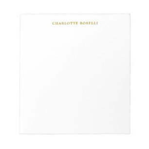 Minimalist Classical Professional Gold Colour Name Notepad