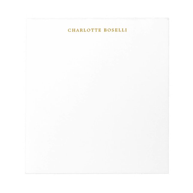 Minimalist Classical Professional Gold Colour Name Notepad (Front)
