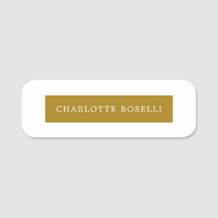 Minimalist Classical Professional Gold Colour Name Tag
