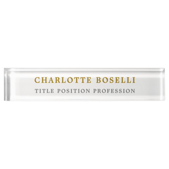 Minimalist Classical Professional Gold Colour Nameplate (Front)