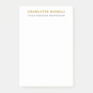 Minimalist Classical Professional Gold Colour Post-it Notes