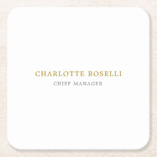 Minimalist Classical Professional Gold Colour Square Paper Coaster