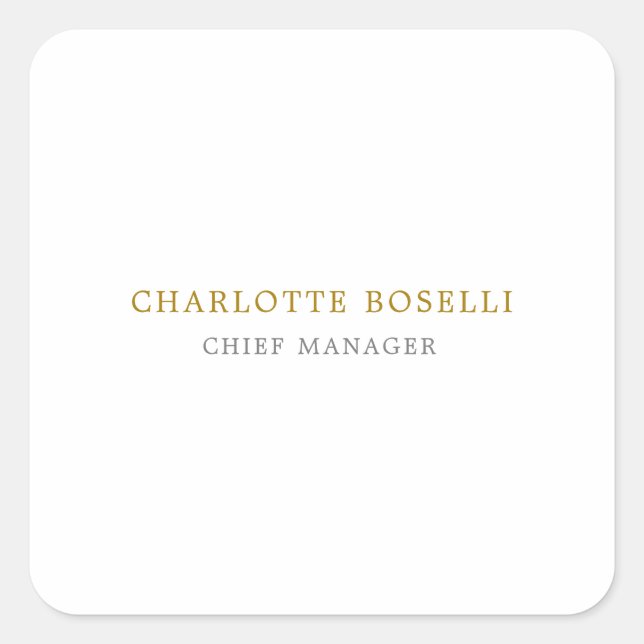 Minimalist Classical Professional Gold Colour Square Sticker (Front)