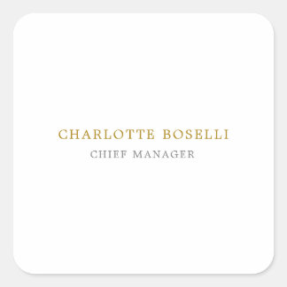 Minimalist Classical Professional Gold Colour Square Sticker