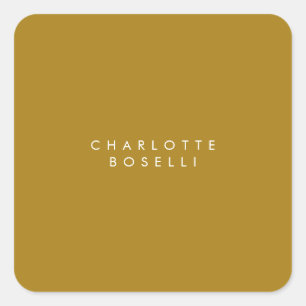 Minimalist Classical Professional Gold Colour Square Sticker