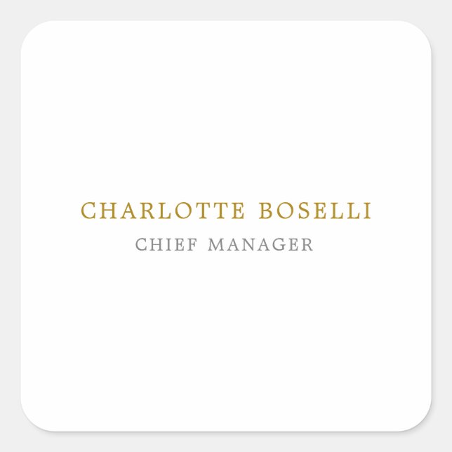 Minimalist Classical Professional Gold Colour Square Sticker (Front)