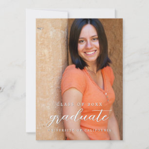 Minimalist Classy 1 Photo Portrait Graduation Invitation