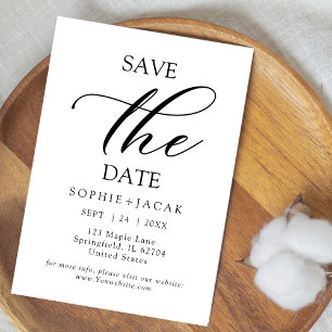 Minimalist classy Black Elegant text Save the Date Invitation