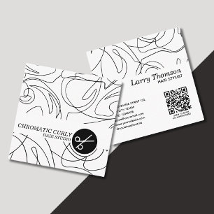 Minimalist Classy Black White Abstract Pattern Square Business Card