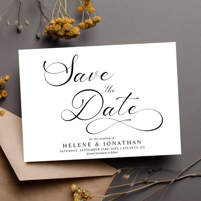 Minimalist Classy Black White Elegant Wedding Save The Date (Minimalist Classy Black White Elegant Wedding Save The Date)