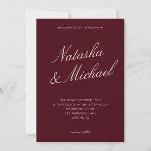 Minimalist Classy Burgundy Wedding Invitation