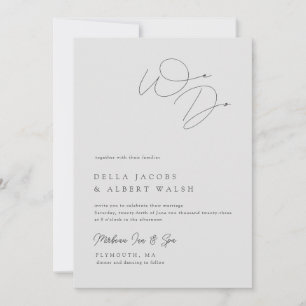 Minimalist Classy Calligraphy Light Grey Wedding Invitation