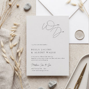 Minimalist Classy Calligraphy Light Grey Wedding Invitation