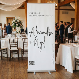 Minimalist Classy Calligraphy Wedding Welcome Retractable Banner