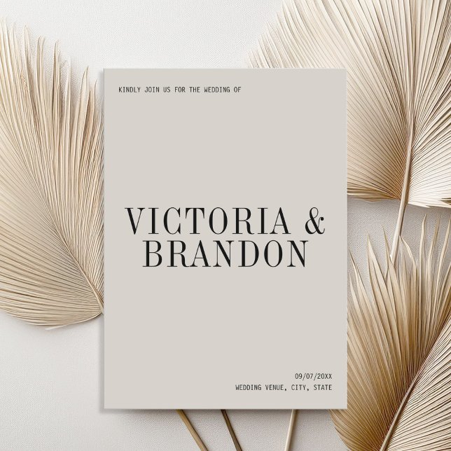 Minimalist Classy Chic Typography Modern Wedding Invitation (Creator Uploaded)