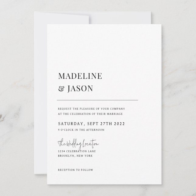 Minimalist Classy Contemporary Monogram Wedding Invitation (Front)