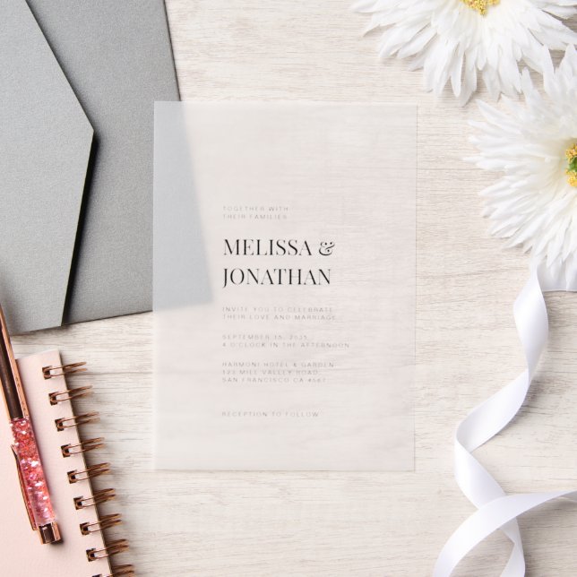 Minimalist Classy Formal Typography Wedding Vellum Invitations (Wedding)