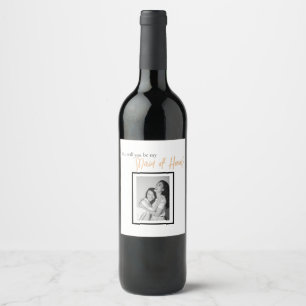 Minimalist Classy Simple Maid of Honour Proposal Wine Label