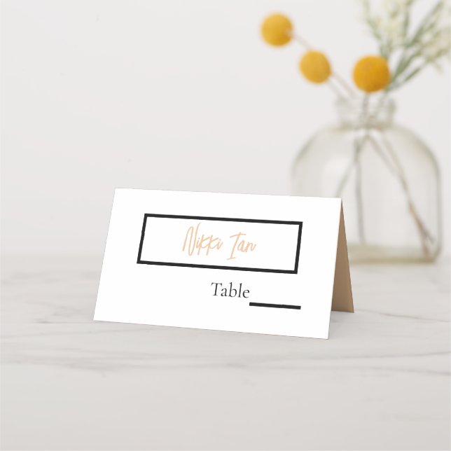 Minimalist Classy Simple Personalised Wedding Fold Place Card (Front)