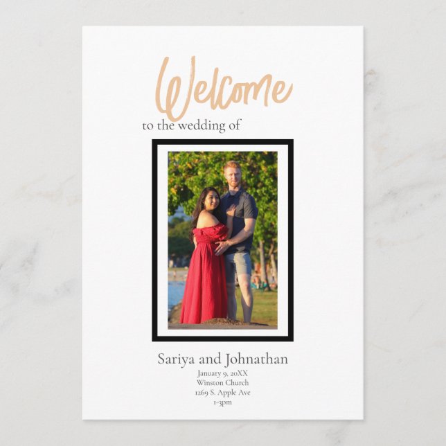 Minimalist Classy Simple Personalised Wedding Programme (Front)