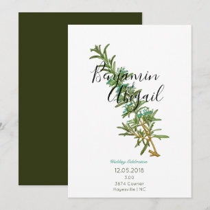 Minimalist Clean Botany Rosemary Herbalist Simple  Invitation