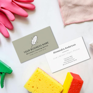 Minimalist Clean Feather Duster Cleaning Service Business Card