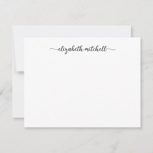 Minimalist Clean Girly Black Calligraphy Script  Card (Front)